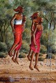 アフリカの森の近くで踊るンデベニ・マサイ族モラ人